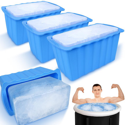 4PC Extra Large Ice Cube Moulds 25LB Ice Bath Water Chiller Giant Ice Block Moulds Silicone Ice Block Maker For Home, Thicker Big Ice Cube Tray Reusab