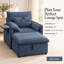 Chaise longue en chenille avec repose-pieds, dossier réglable, table d'appoint pliable et ports de charge USB Norelvessique-2126257346