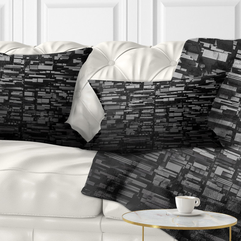 Fond géométrique noir 3D - coussin abstrait imprimé