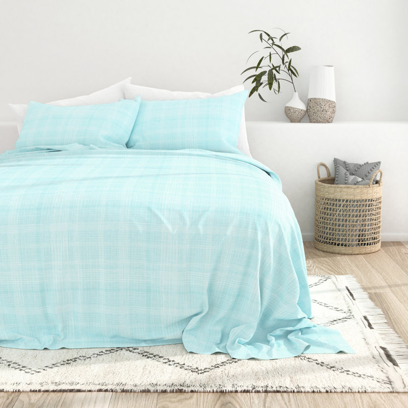 Aqua Twin Microfiber Wrinkle-Proof Bedding Set