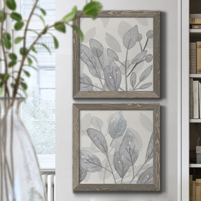 Shadow Leaves I - ensemble de 2 peintures sur toile encadrées
