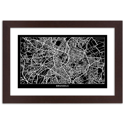 Map of Brussels 1 Piece Single Picture Frame Wall Art