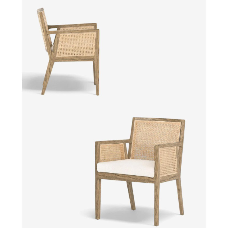 Chaise avec accoudoirs Antony, Bois jaune clair