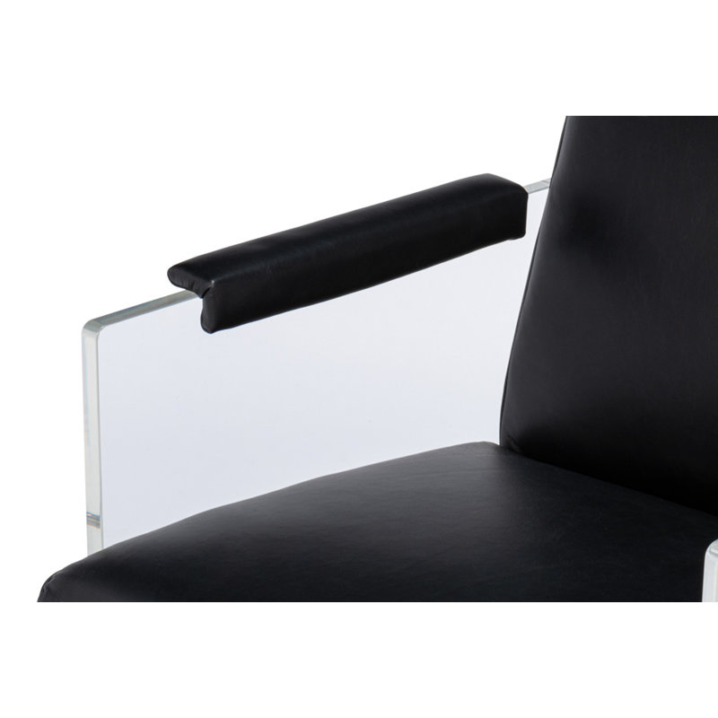 Vernie Leather Armchair, Black Genuine Leather