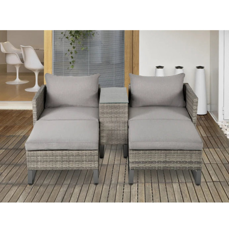 Alicha 69cm Wide Reversible Wicker Patio Sectional Set with Cushions