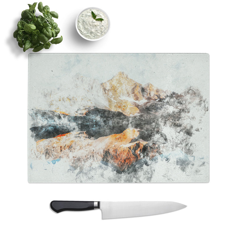 Tempered Glass Reflection of the Alps Chopping Board, 28.5 cm x 39 cm