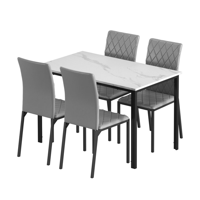 4 - Person Dining Set, Grey, White