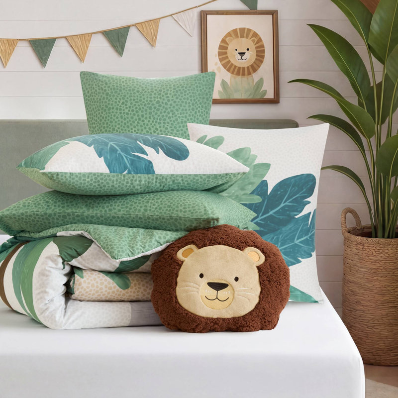Ensemble de literie safari, ensemble de couette en microfibre pour lit queen et plus avec oreiller lion