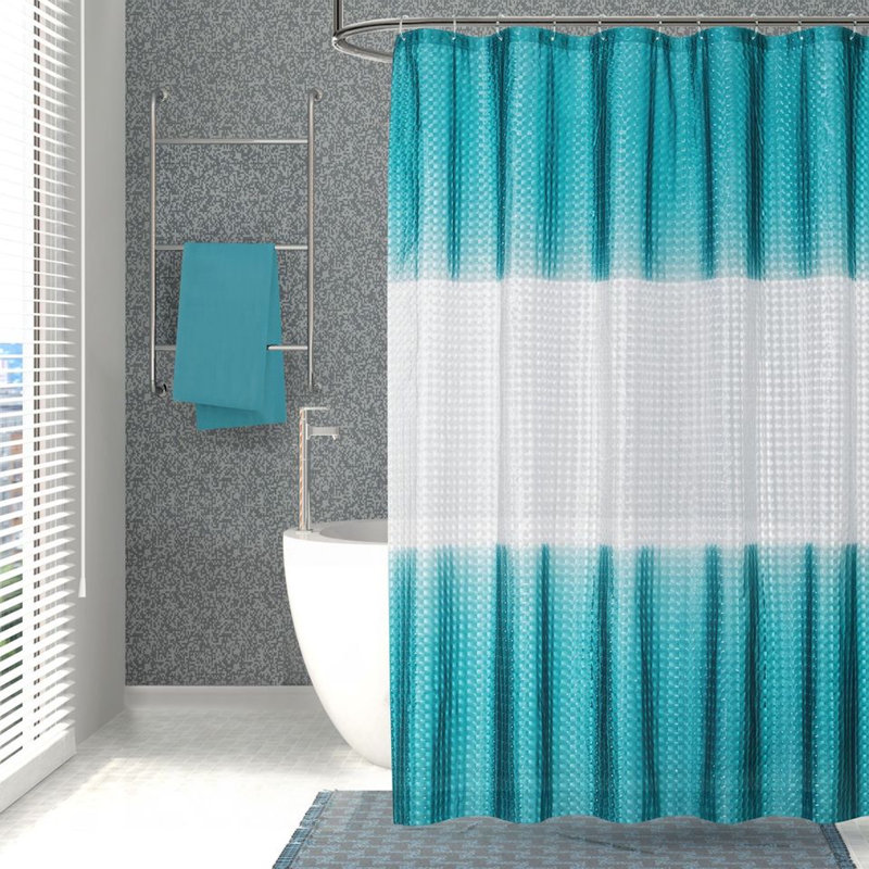 Rideau de douche simple Micheala Ombre, Sarcelle