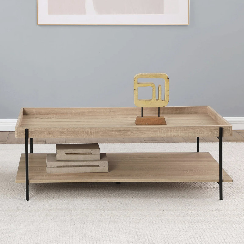 Rectangular Engineered Wood Coffee Table Light Brown