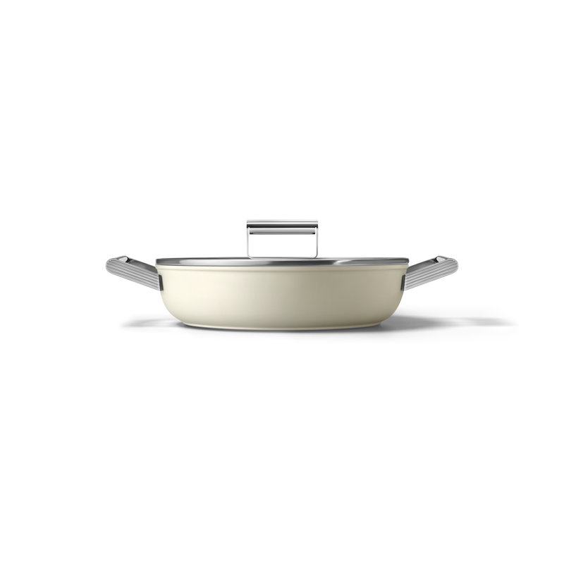 Smeg Deep Pan 28cm with Lid, Cream