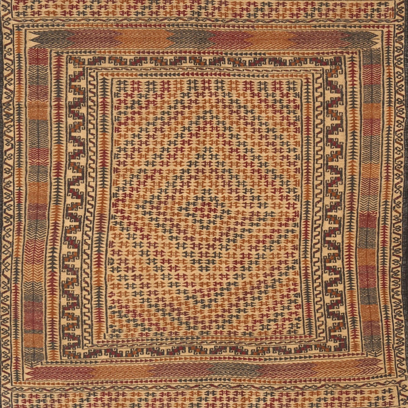 Tapis brun à motif oriental, Rond 8 pi