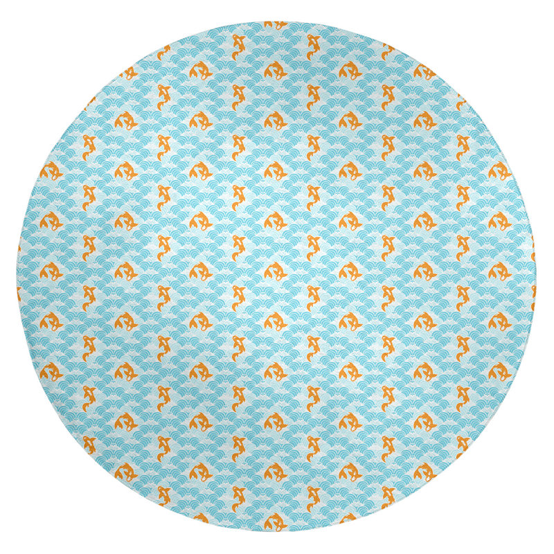 Tapis vert Koi Fish and Waves, Rond 5 pi