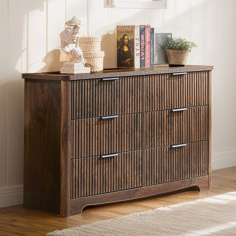 Jahree 47.24" W 6-Drawer Manufactured Wood Dresser, Dark Brown