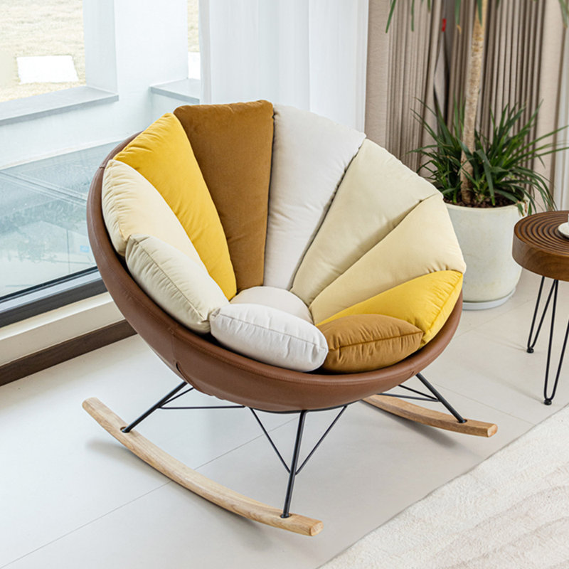 Chaise berçante simple à arc circulaire, Brun clair / café clair