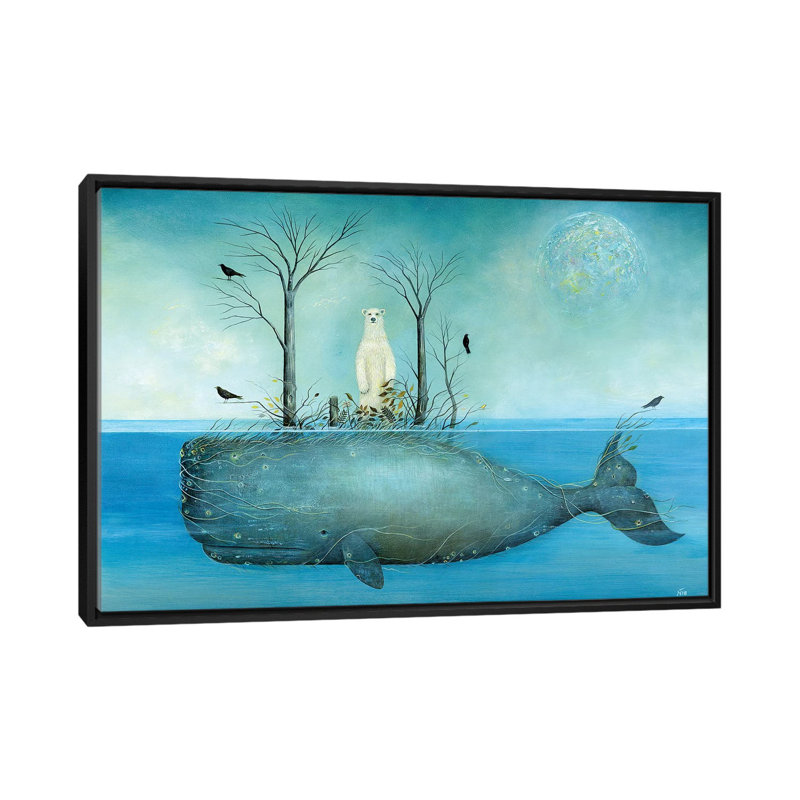 «The Island» par Neil Thompson - impression d'art graphique, H 40 po x l 60 po x 1,5 po, Toile avec cadre noir