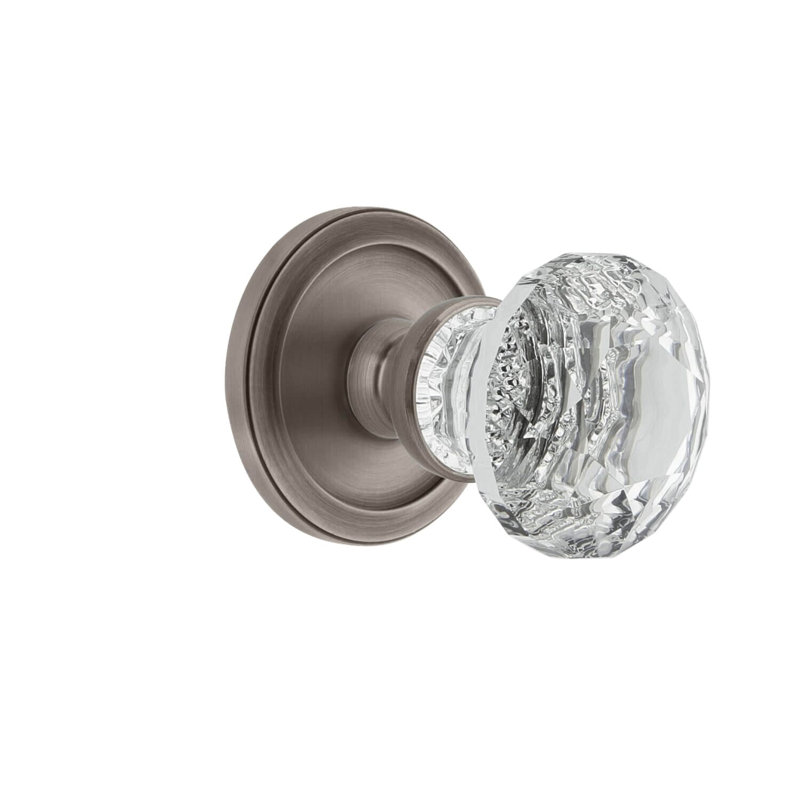 Rosette Grandeur circulaire avec poignée en cristal brillant, Étain antique
