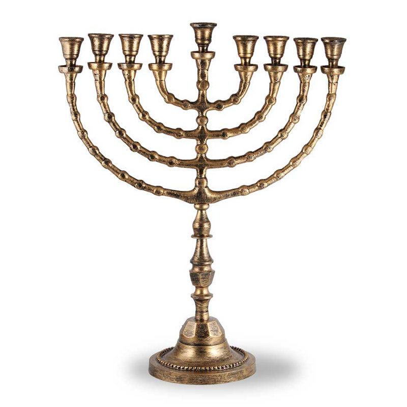 Aluminum Menorah, Satin gold