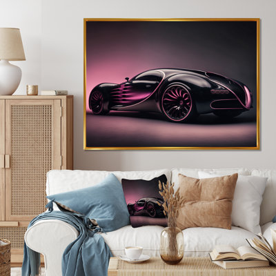 «Futuristic Bugatti Design» en noir et magenta IV, reproduction sur toile
