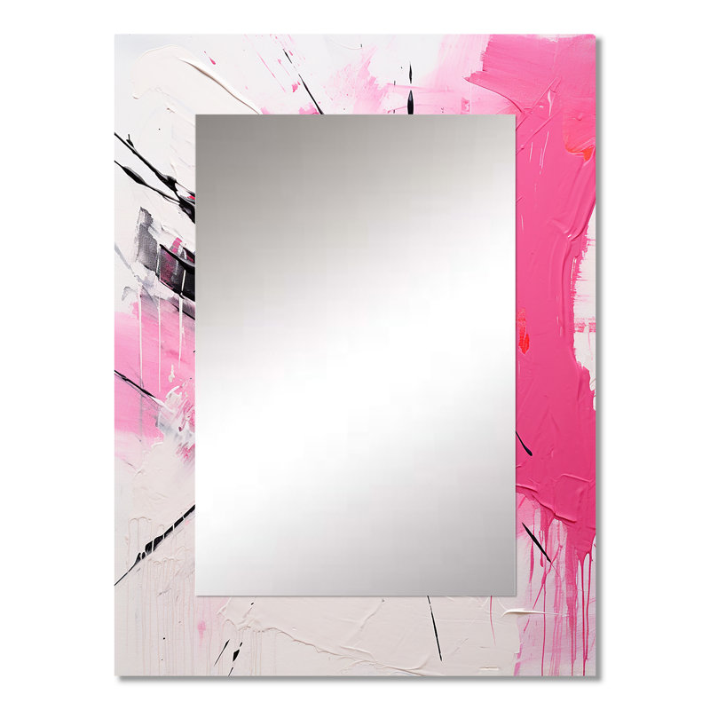 Gold And Purple Abstract Fusion II - Fuschia Large Mirror, Traditional Decorative Wall Mirror, Printed Metal Art, 32" x 24"