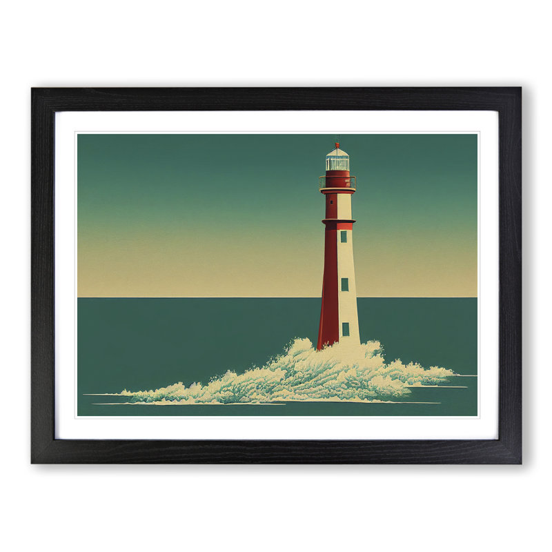 Art Deco Lighthouse Vol.2 - Single Picture Frame Print, Black Framed, 46cm H x 64cm W x 2cm D