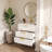 24" Wall Mounted Floating Bathroom Vanity with Ceramic Basin Sink, Modern Bathroom Cabinet with Soft-Close Double Drawers, Space-Saving Floating Vanity for Small Bathrooms-729286984