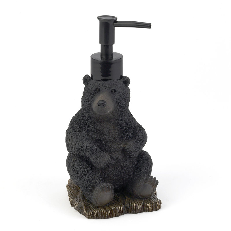 Black Bear Lodge Resin Soap Dispenser Lotion Pump