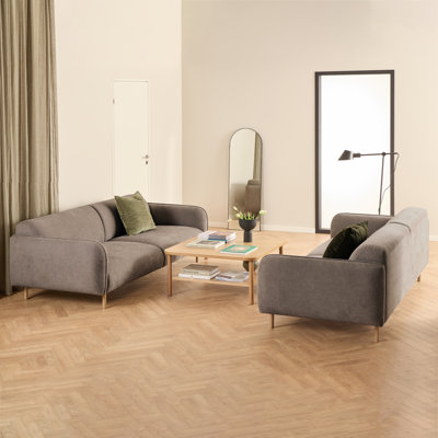 Ronreco 2+2-Seater Living Room Sets In Fay Fabric Dusty Brown 21 Fabric, Base In Matt Oak