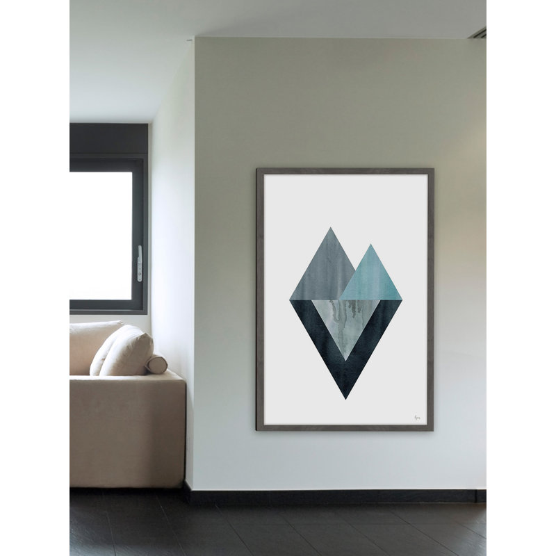 « triangle convergence », reproduction de peinture à l’aquarelle encadrée, H 18 po x l 12 po x P 1,5 po