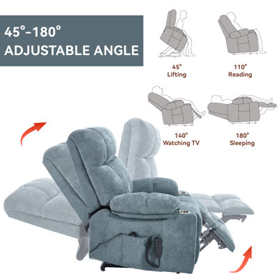 Dual Motor Infinite Position Up To 350 Lbs Power Lift Recliner Chair, Heavy Duty Motion Mechanism With 8-Point Vibration Massage And Lumbar Heating, Dual Cup Holders