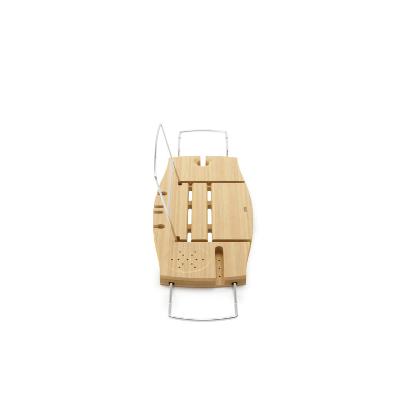 Luxury Bamboo Freestanding Bathtub Caddy with Wine Glass Holder