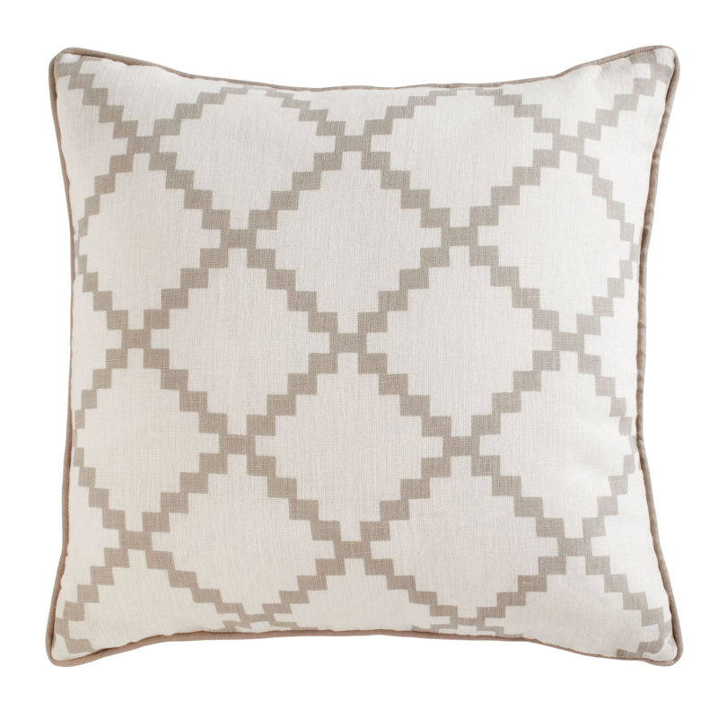 Square Linen Pillow Cover & Insert, Beige, 20" H x 20" W, Down