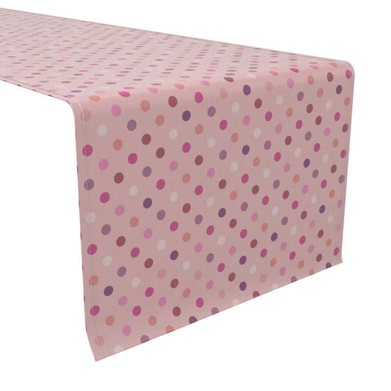 Fabric Textile Products, Inc. Table Runner, 100% Cotton, 16X90", Fun Pink Dots