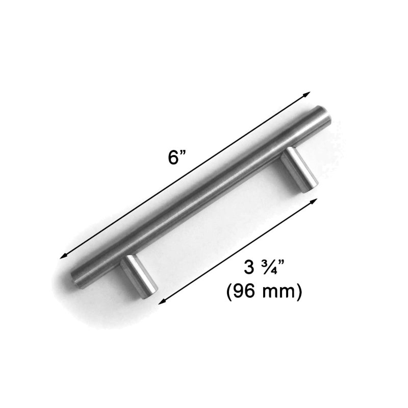 Poignée barre 2 1/2 po Solid Cabinet, 3 3/4", Acier inoxydable