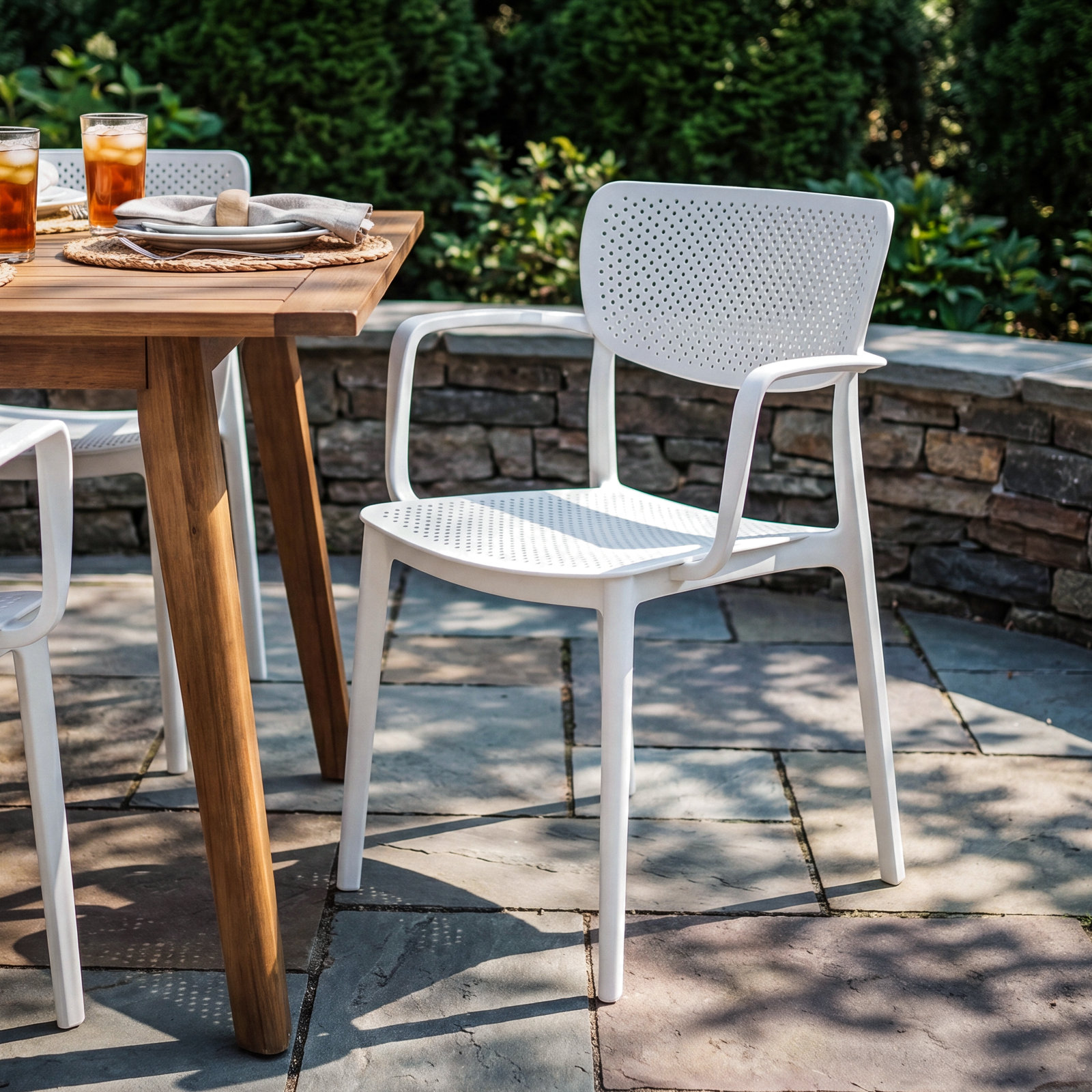 Farrah Stacking Patio Dining Armchair, Olive Green