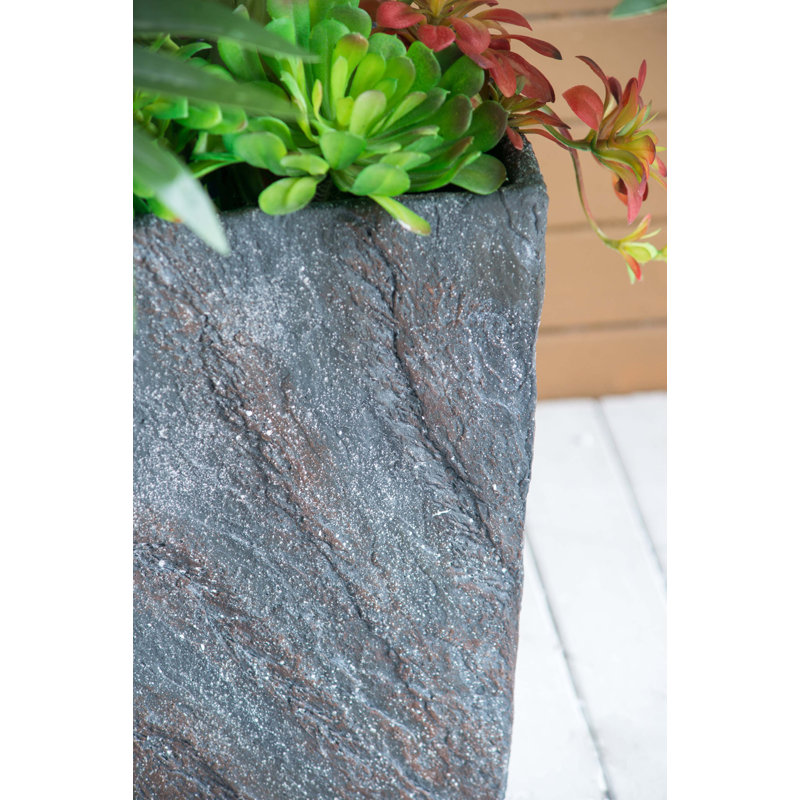 Cement Planter Large, Indoor Outdoor Garden Functional  Decor, 15" H x 9.4" W x 9.4" D