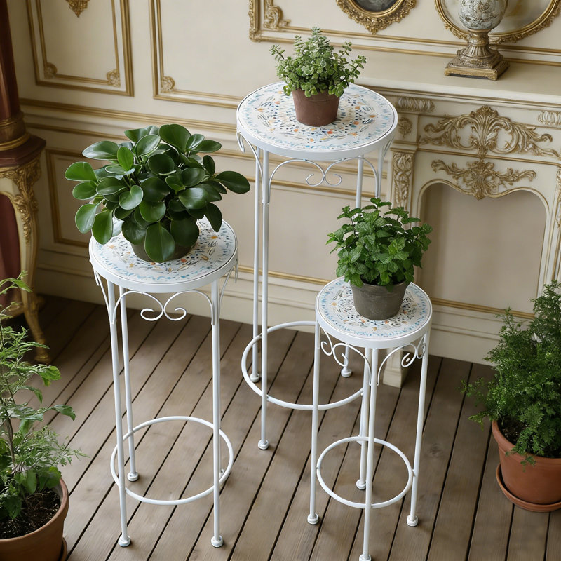 Plant Stands Set of 3 with Ceramic-Top