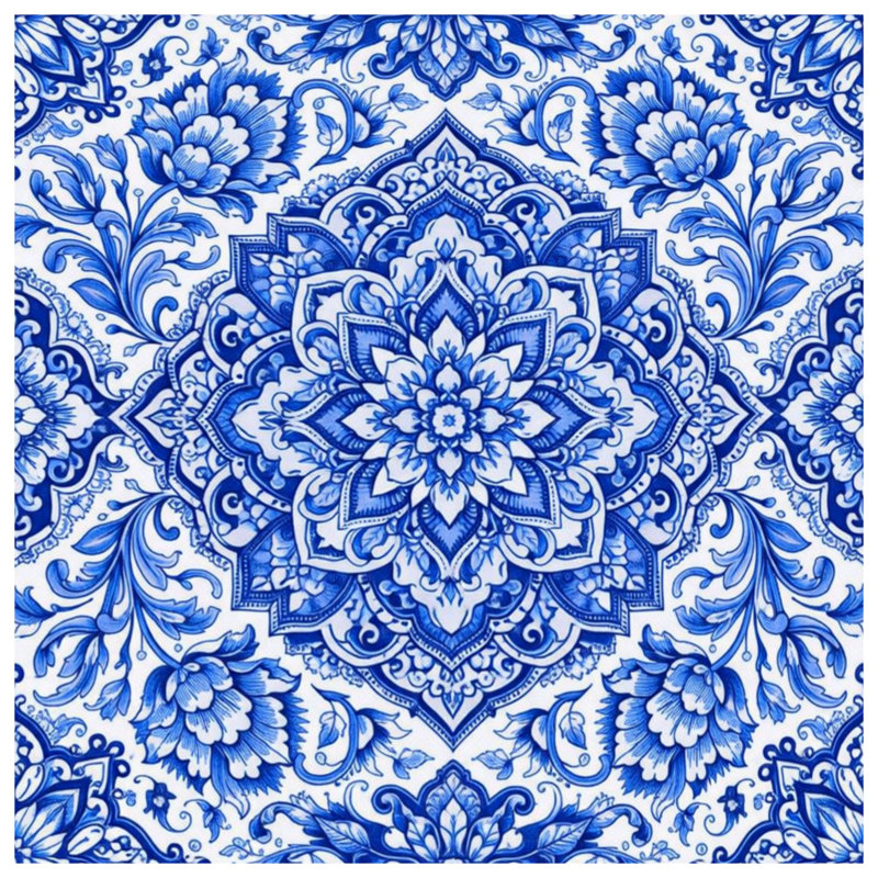 Coussins floraux bleus Mandala, 20 x 20 inches