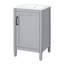Meuble-lavabo autoportant gris de 20 po avec lavabo en céramique, porte à fermeture en douceur et tablettes doubles pour petites rangements avec poignées en alliage de zinc, échelle compacte en forme de U pour portes