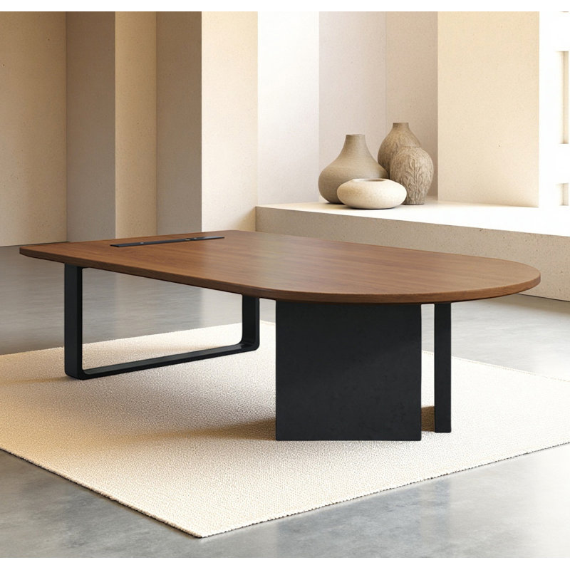 Bureau / bureau en demi-cercle en bois massif, 29.53" H x 86.61" W x 39.37" D