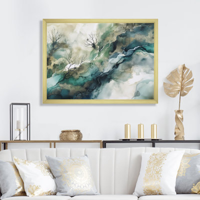 Green Blue Marbled Dreamscape I - Abstract Geometric Canvas Print Wall Art