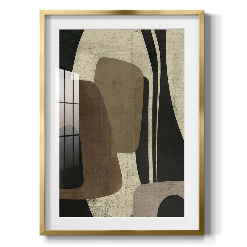 Retro Form Collage II -Framed Print, 25.5" H x 17.5" W, Gold