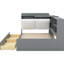 Lit plateforme simple moderne avec rangement pour tête de lit, tablettes, 2 tiroirs, tête de lit gris avec rangement Advancement et tiroirs pratiques
