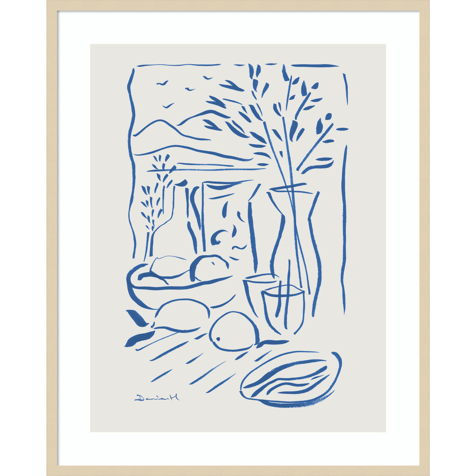 Cleve "Mediterranean View" Print, Brown Framed, 41" H x 33" W