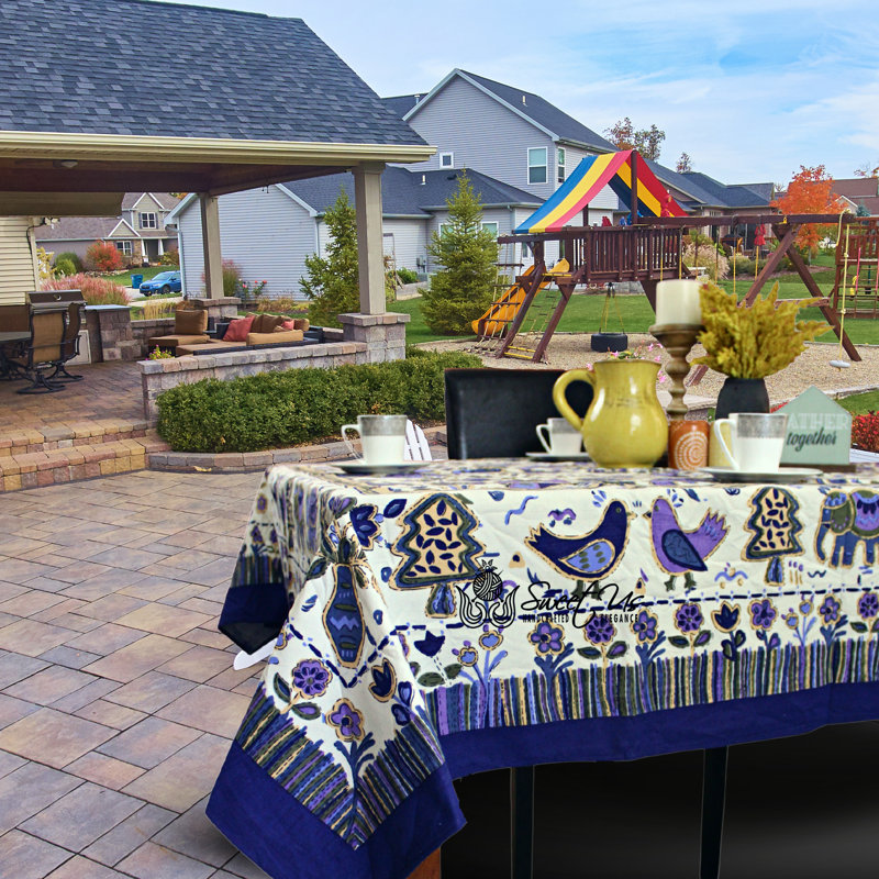 One Cotton Birds Avian Tablecloth, 60" Square