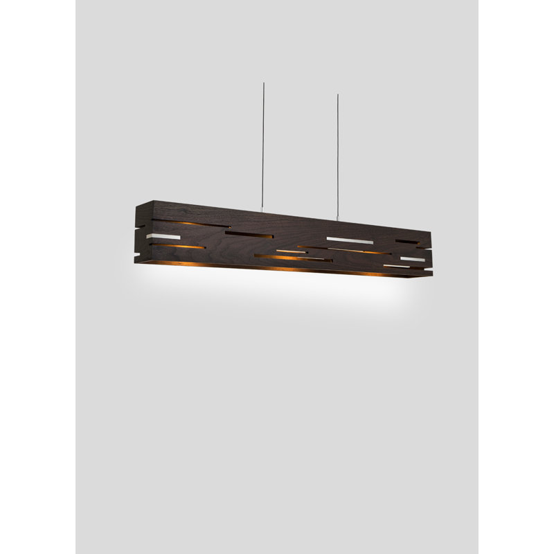 Aeris Linear LED Pendant - 2700K, Brushed Aluminum, Dark Stained Walnut, 7.5" H x 54" W x 5" D