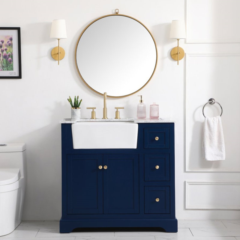 Meuble-lavabo simple 36 po Pardue, Bleu
