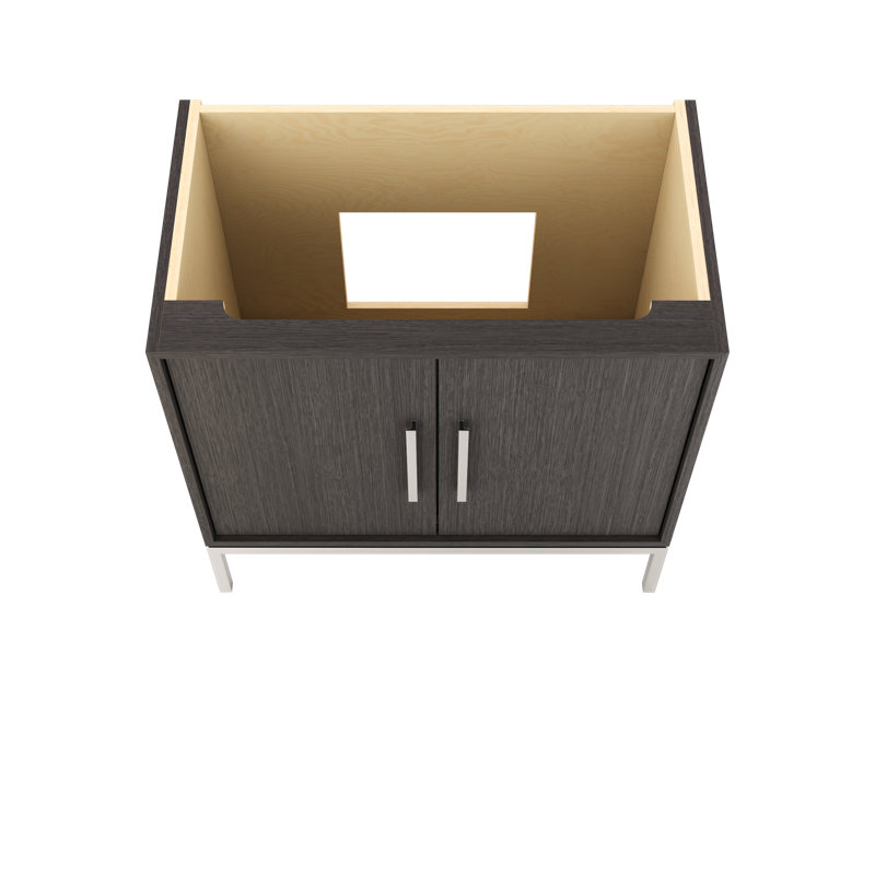 Rift White Oak Single Bath Vanity, Gray Weathered, Polished Chrome, 36"
