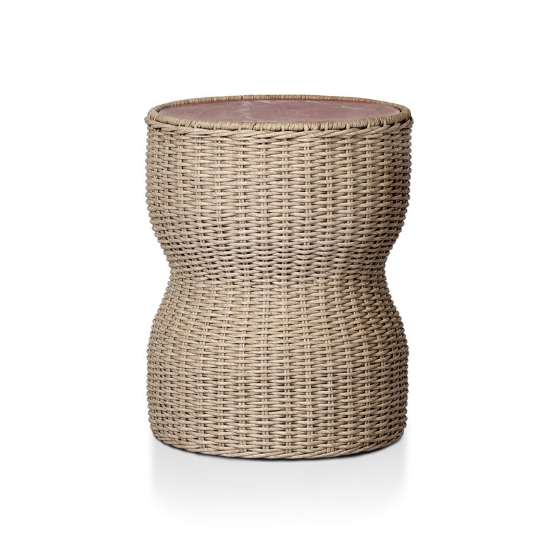 Brixby Outdoor Round Side Table, Desert Marble