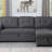 84" Linen Reversible Sleeper Sectional Sofa With Storage Chaise-1093544640-1093544641